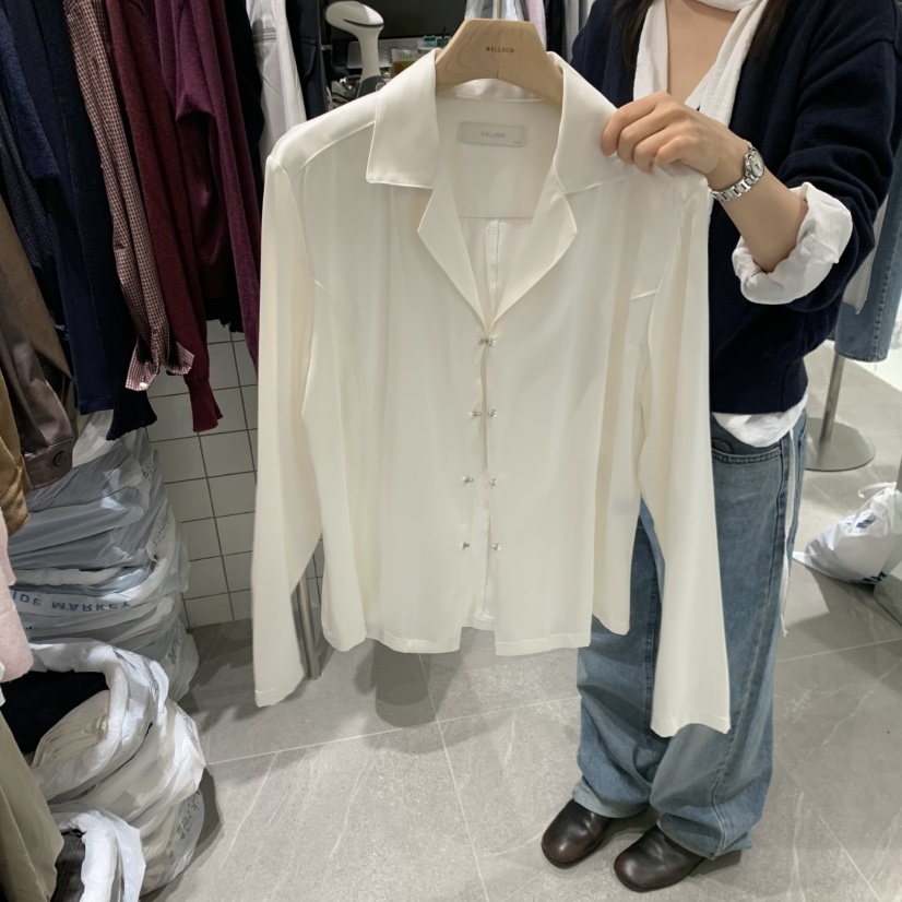 WELL ROW東大門直郵女士新品真品熱賣休閑襯衫蕾絲衫緞面WELL ROW襯衫/蕾絲衫圖色2