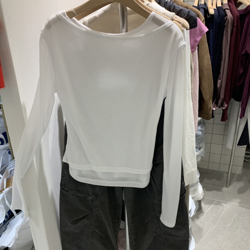WELL ROW韓國直郵女士新品熱賣人氣休閑推薦長袖T恤套裝WELL ROW長袖T恤圖色1