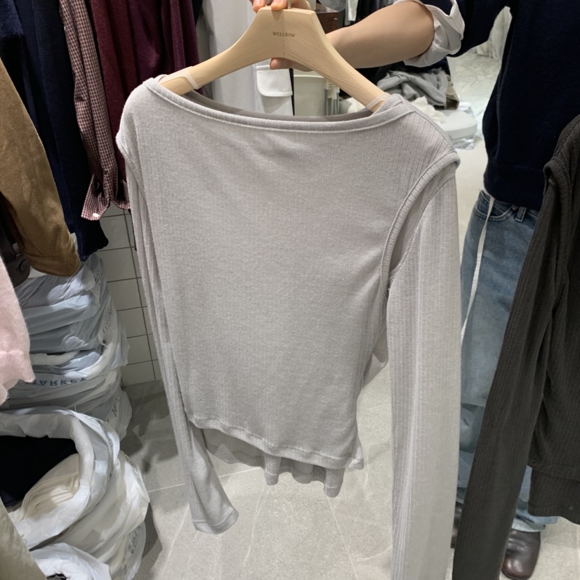 WELL ROW韓國直郵女士新品熱賣人氣休閑推薦長袖T恤套裝WELL ROW長袖T恤圖色2