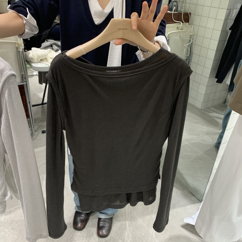 WELL ROW韓國直郵女士新品熱賣人氣休閑推薦長袖T恤套裝WELL ROW長袖T恤圖色3