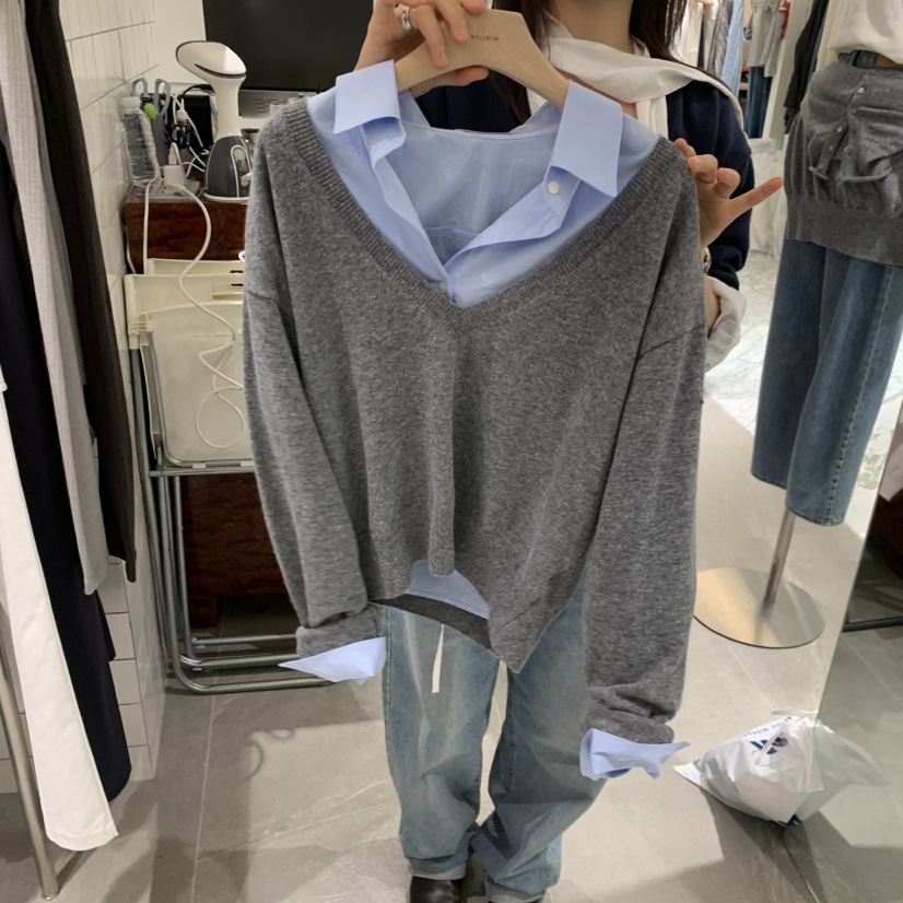 WELL ROW韓國代購女士新款推薦職業時尚針織衫不含內搭圍巾WELL ROW針織衫圖色3