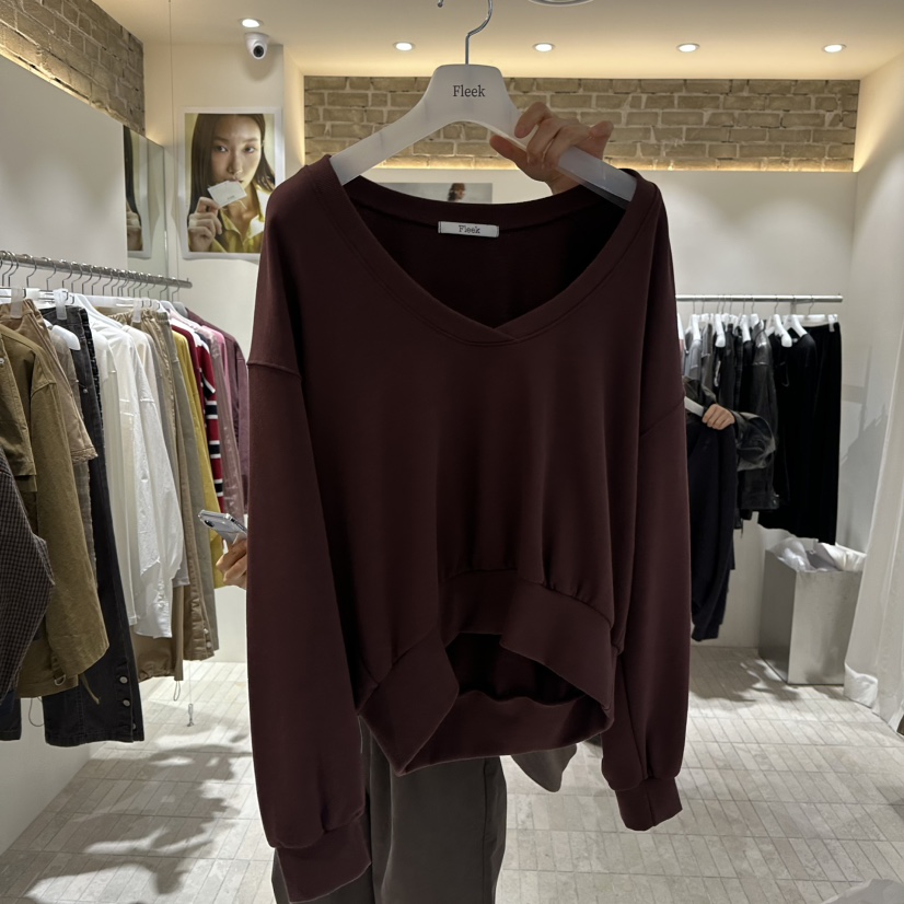 FLEEK東大門實拍女士新款熱賣休閑人氣真品時尚推薦衛衣V領Fleek衛衣圖色1