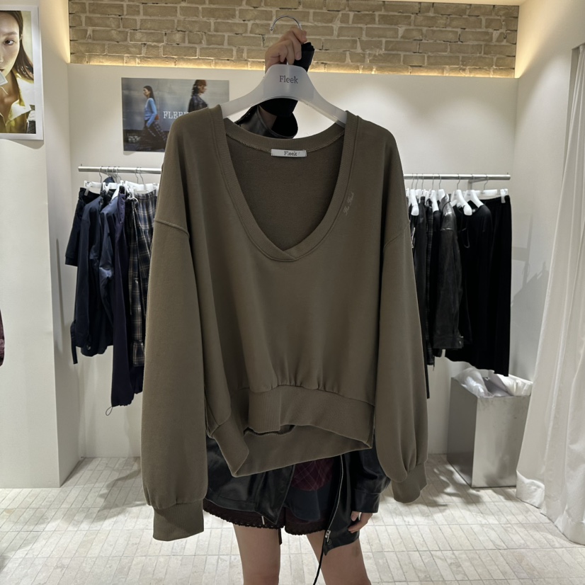 FLEEK東大門實拍女士新款熱賣休閑人氣真品時尚推薦衛衣V領Fleek衛衣圖色3