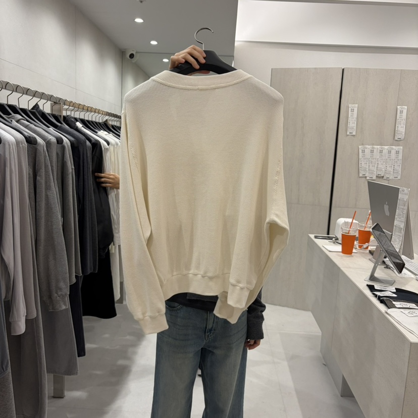 ETTER東大門代購女士新款熱賣休閑推薦時尚開衫華夫格拉鏈ETTER開衫