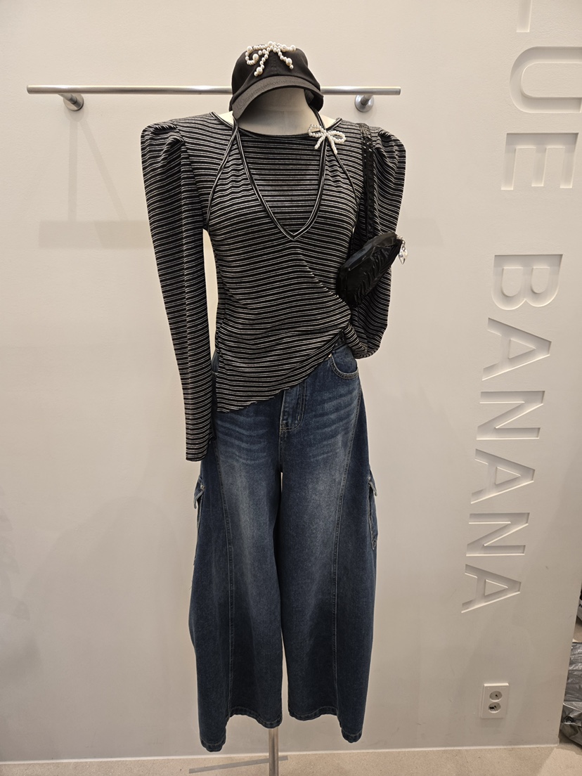 BLUE BANANA東大門直郵女士新品時尚熱賣真品休閑長袖T恤BLUE BANANA長袖T恤圖色1