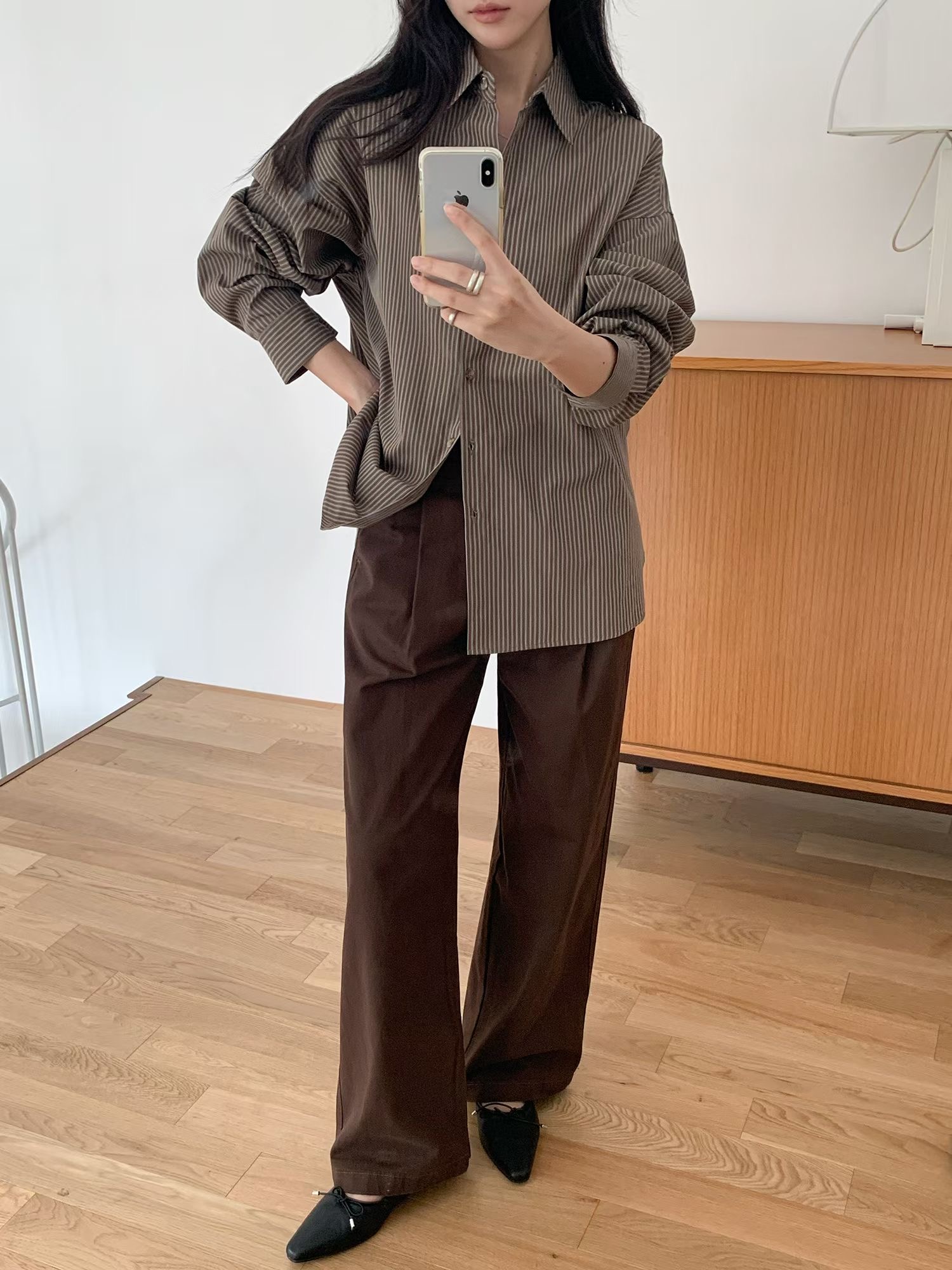 SATURDAY東大門實拍女士新品人氣熱賣時尚襯衫蕾絲衫條紋SATURDAY襯衫/蕾絲衫