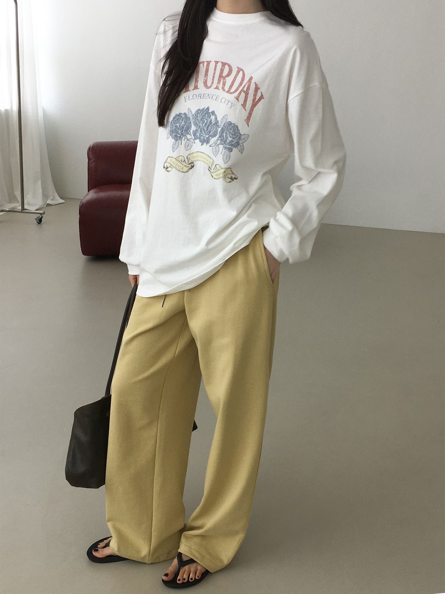 SATURDAY東大門實拍女裝新品休閑推薦真品時尚人氣長袖T恤SATURDAY長袖T恤