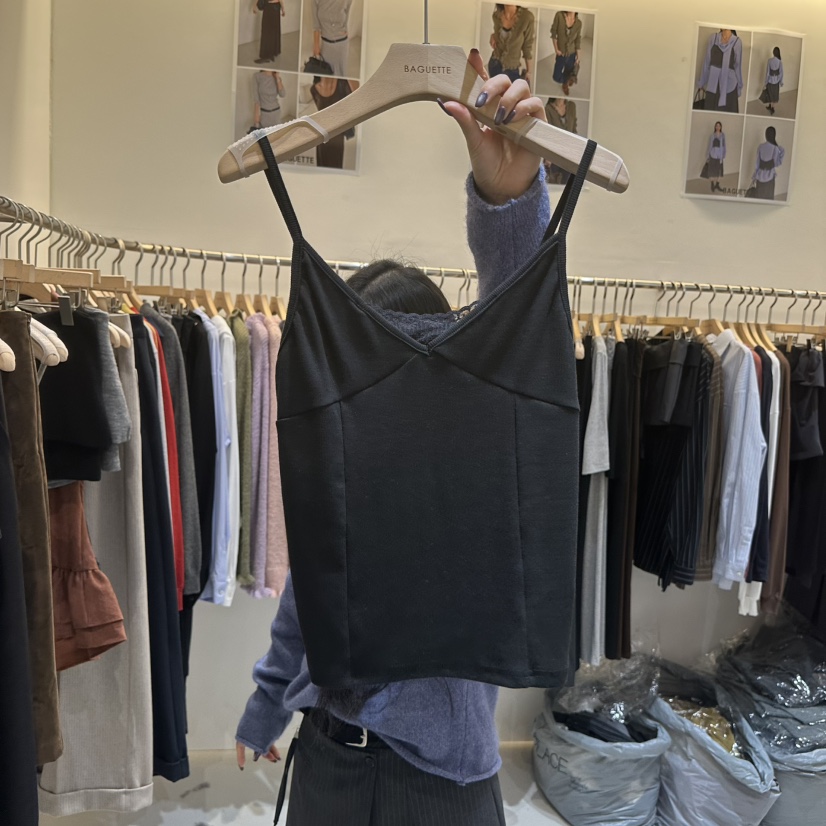 BAGUETTE-P韓國代購女士新品時尚熱賣推薦吊帶背心柔軟無袖BAGUETTE-P吊帶/背心圖色3