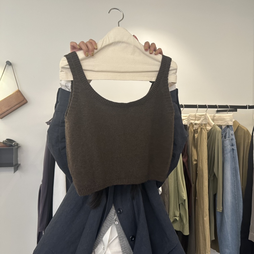 FIND-P韓國直郵女裝新品推薦真品人氣休閑吊帶背心多層羊毛FIND-P吊帶/背心