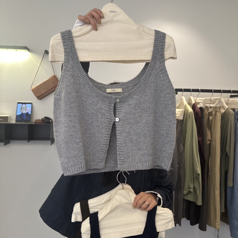 FIND-P韓國直郵女裝新品推薦真品人氣休閑吊帶背心多層羊毛FIND-P吊帶/背心圖色1