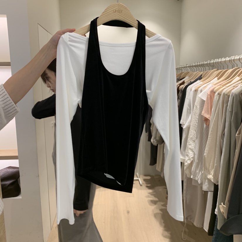 LIFFEY東大門實拍女士新款真品推薦吊帶背心不含內搭天鵝絨LIFFEY吊帶/背心圖色1