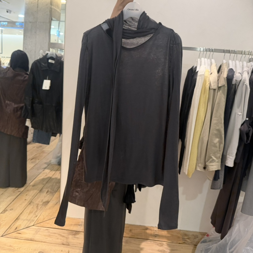 CREAM VILLA東大門直郵女士新品時尚長袖T恤圍巾CREAM VILLA長袖T恤圖色3