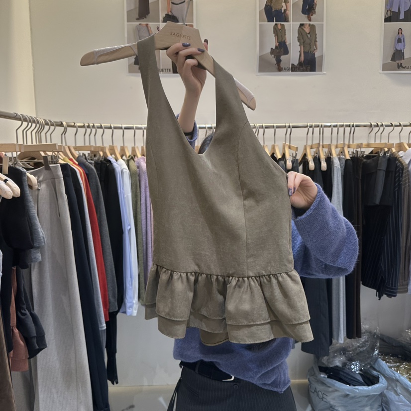 BAGUETTE-P東大門直郵女士新款時尚熱賣吊帶背心荷葉邊露背BAGUETTE-P吊帶/背心圖色3