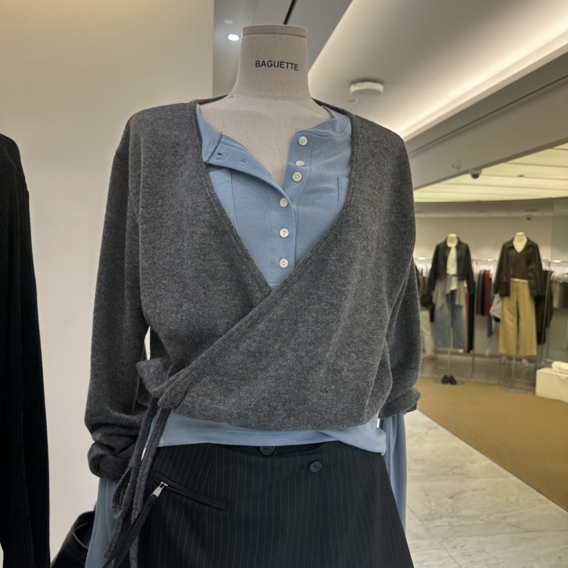 BAGUETTE-P東大門直郵女裝新品熱賣真品人氣開衫柔軟開衫BAGUETTE-P開衫圖色1灰色
