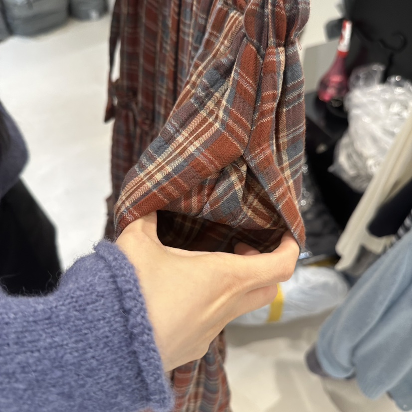 BAGUETTE-P東大門直郵女裝新品真品人氣推薦長裙格子褶皺BAGUETTE-P長裙
