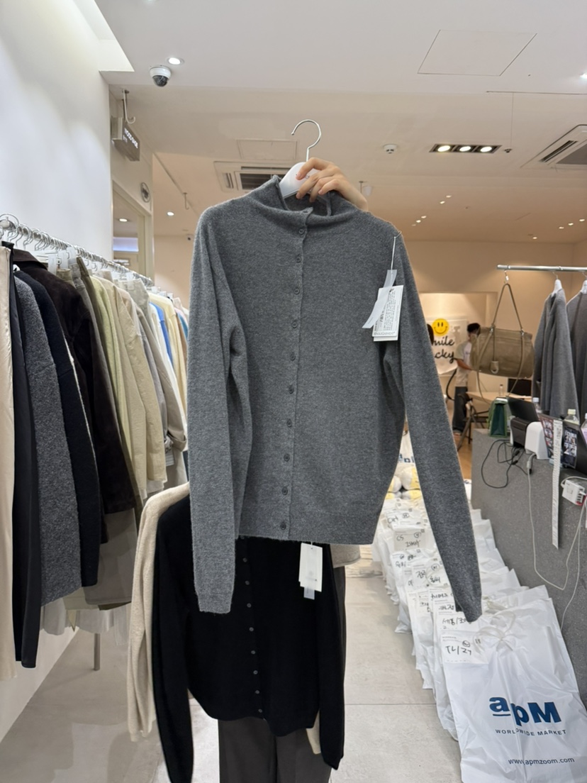 WOOD SAGE韓國代購女士新品時尚真品針織衫羊絨高領開衫WOOD SAGE針織衫圖色1