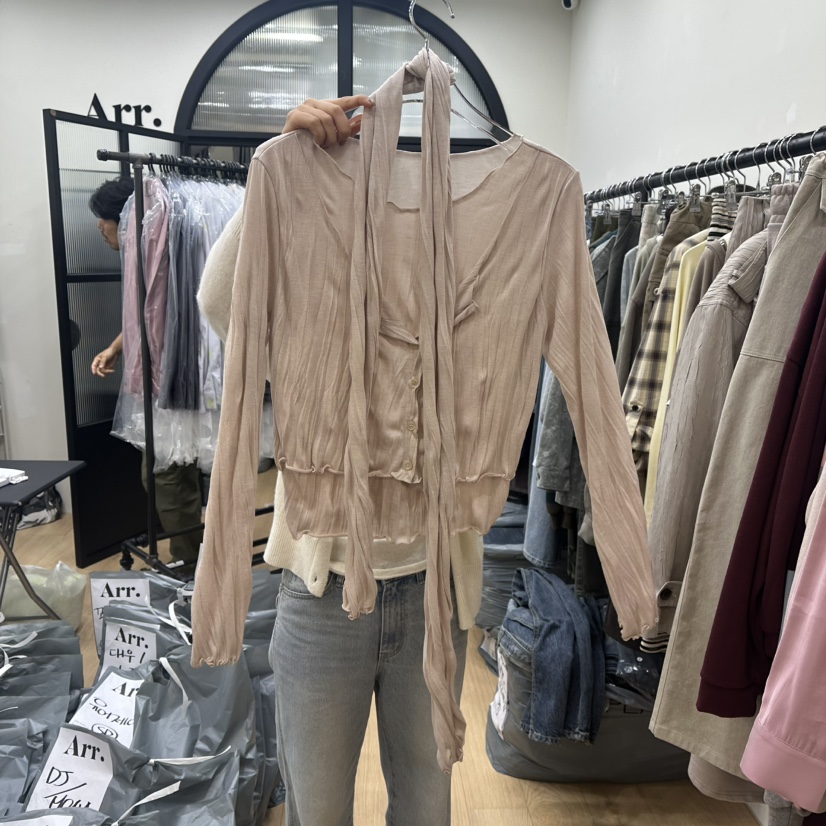 ARR韓國代購女士新品時尚推薦真品熱賣人氣開衫含圍巾開衫ARR開衫圖色1
