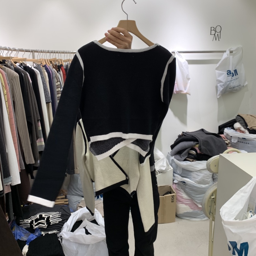 BY BOMI韓國代購女士新品真品人氣時尚推薦開衫撞色開衫BY BOMI開衫