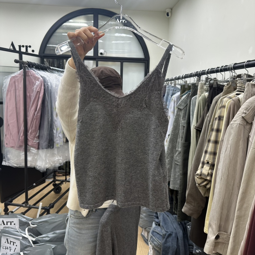 ARR韓國代購女裝新品休閑真品推薦人氣時尚吊帶背心蕾絲無袖ARR吊帶/背心圖色1