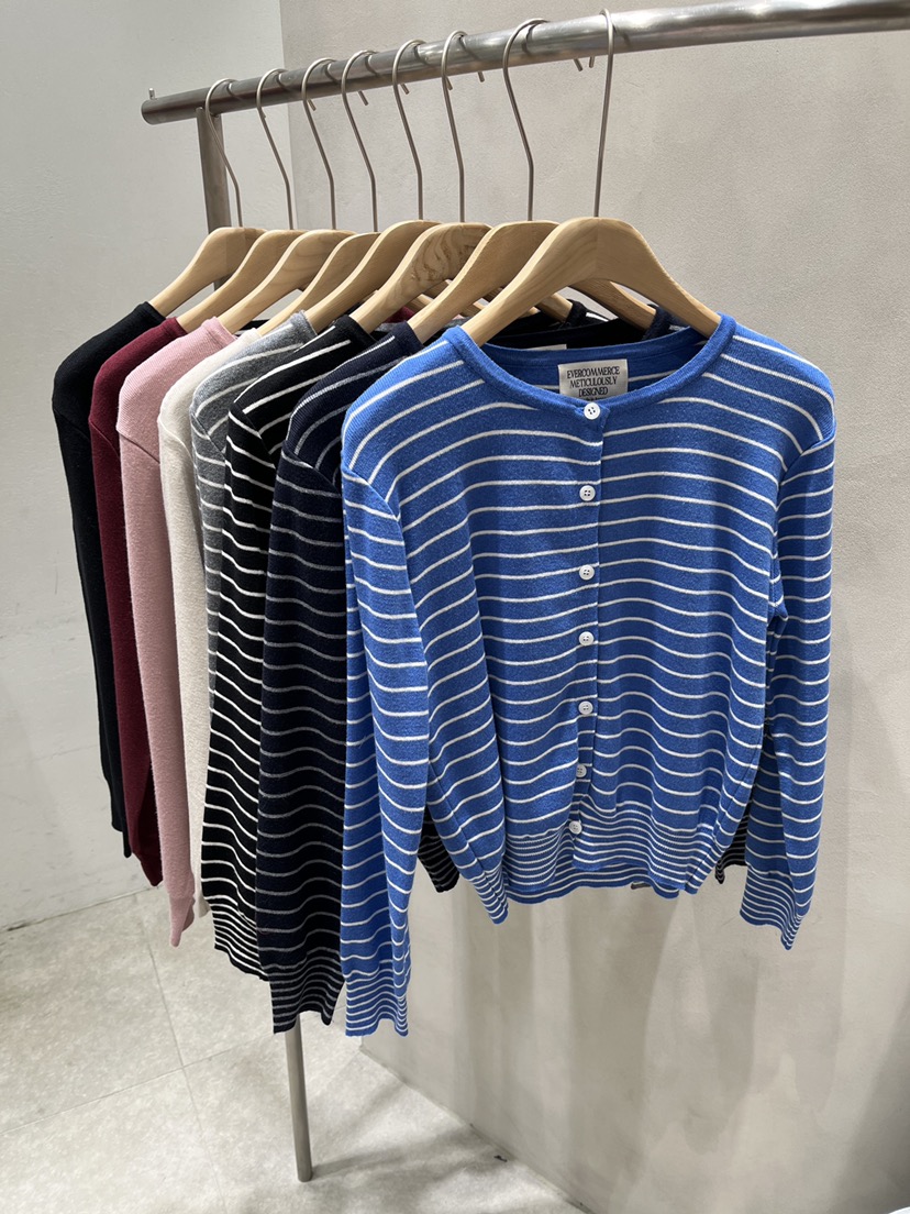 EVERCOMMERCE METICULOUSLY DESIGNED韓國直郵女士新品時尚針織衫開衫條紋EVERCOMMERCE METICULOUSLY DESIGNED針織衫