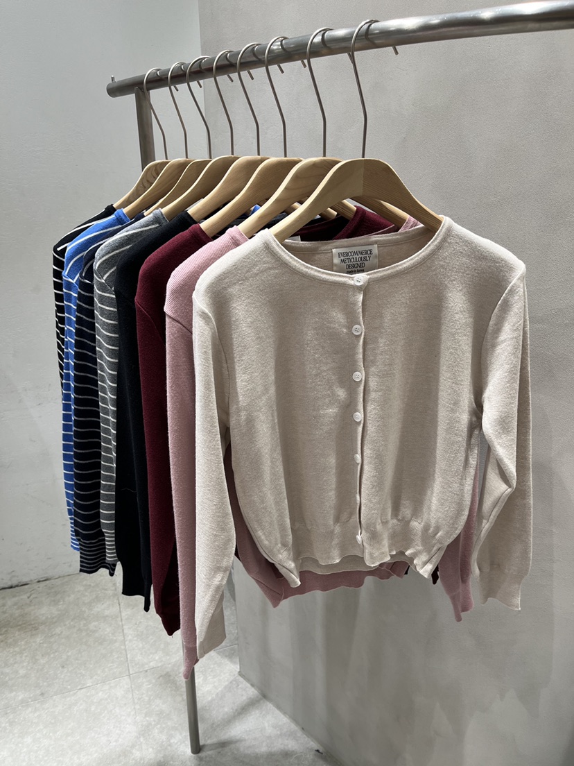 EVERCOMMERCE METICULOUSLY DESIGNED韓國直郵女士新品時尚針織衫開衫條紋EVERCOMMERCE METICULOUSLY DESIGNED針織衫
