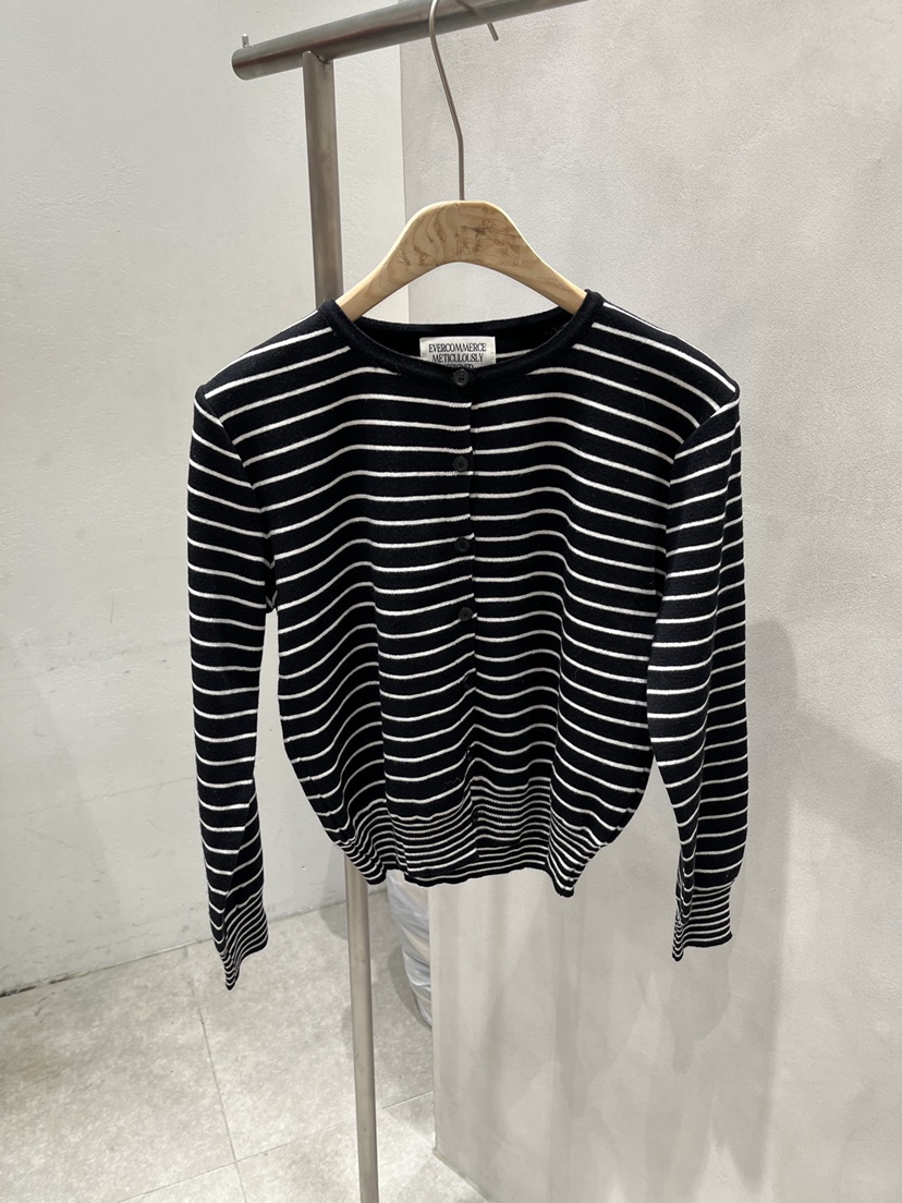 EVERCOMMERCE METICULOUSLY DESIGNED韓國直郵女士新品時尚針織衫開衫條紋EVERCOMMERCE METICULOUSLY DESIGNED針織衫圖色4