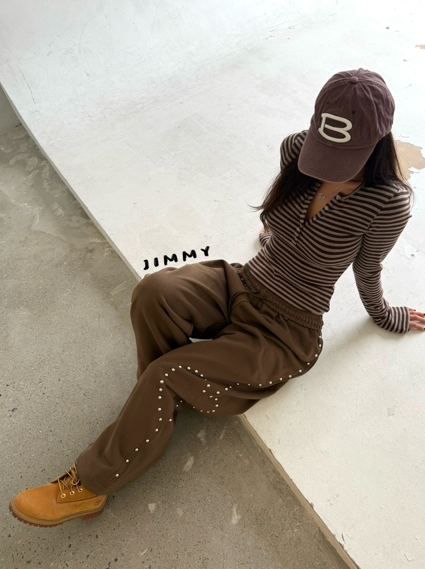JIMMY東大門直郵女裝新款熱賣時尚推薦真品休閑長袖T恤條紋JIMMY/REMAKE長袖T恤