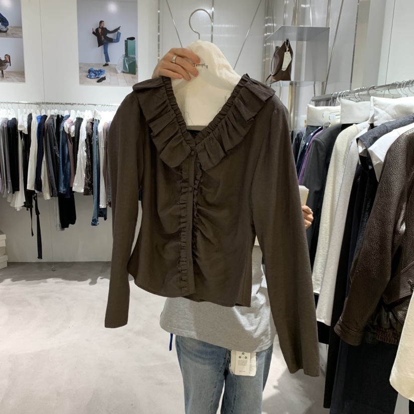 TEMPTING韓國代購女士新品真品休閑推薦時尚襯衫蕾絲衫褶邊TEMPTING襯衫/蕾絲衫圖色2