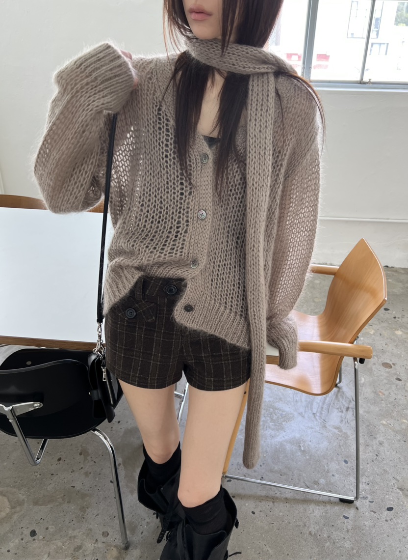 NOVUS韓國直郵女裝新款真品人氣推薦熱賣針織衫含圍巾馬海毛NOVUS針織衫