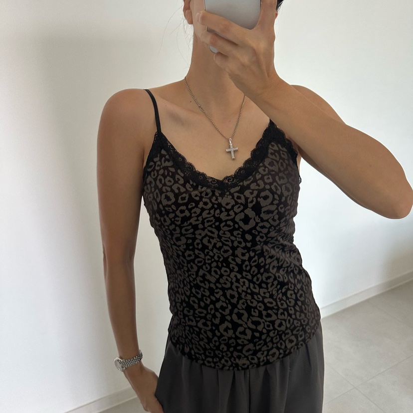 SOUIT韓國直郵女裝新款休閑真品人氣推薦吊帶背心天鵝絨豹紋SOUIT by mabel吊帶/背心