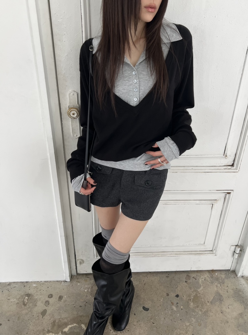 NOVUS韓國直郵女士新款人氣休閑推薦時尚熱賣真品衛衣V領深VNOVUS衛衣