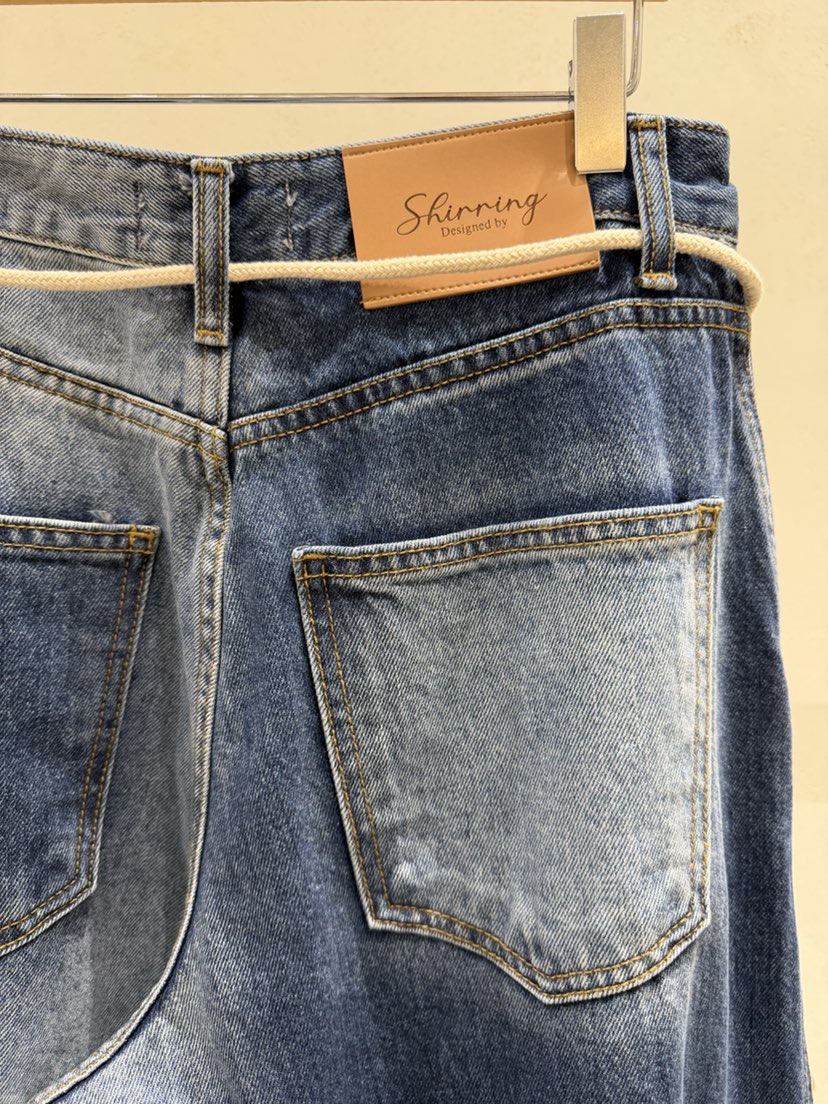SHIRRING東大門實拍女裝新品推薦休閑真品時尚牛仔褲燈芯絨SHIRRING牛仔褲