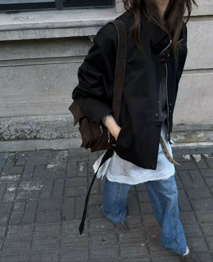 TROUVAILLE韓國代購女裝新品真品單肩斜跨包絨面革口袋牛皮TROUVAILLE單肩/斜跨包