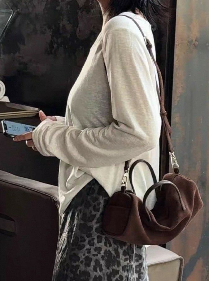 TROUVAILLE東大門直郵女裝新品時尚單肩斜跨包絨面革牛皮TROUVAILLE單肩/斜跨包圖色3