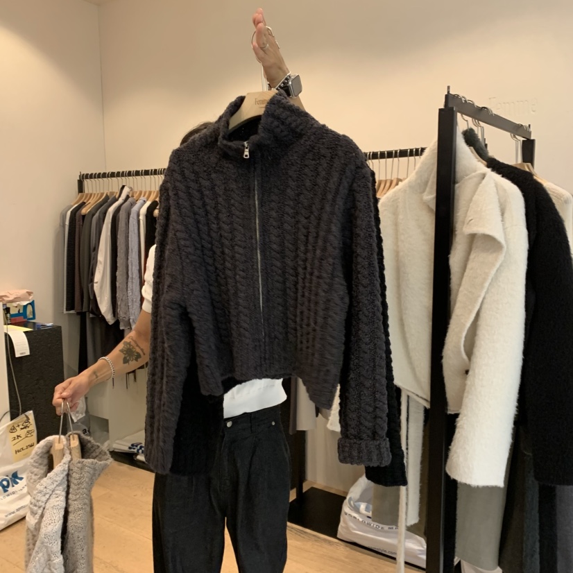 LA MAGIE FEMME韓國直郵女士新品真品時尚人氣毛衣拉鏈Lamagie Femme毛衣圖色4墨