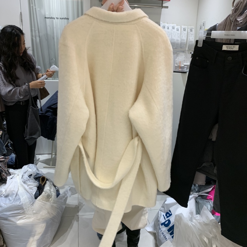 MONDAY TO SUNDAY東大門代購女士新品真品中長款大衣含腰帶MONDAY TO SUNDAY中長款大衣