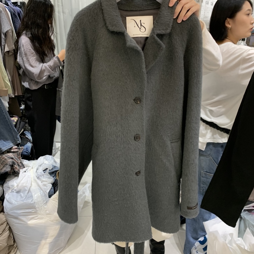 MONDAY TO SUNDAY東大門代購女士新品真品中長款大衣含腰帶MONDAY TO SUNDAY中長款大衣圖色2灰