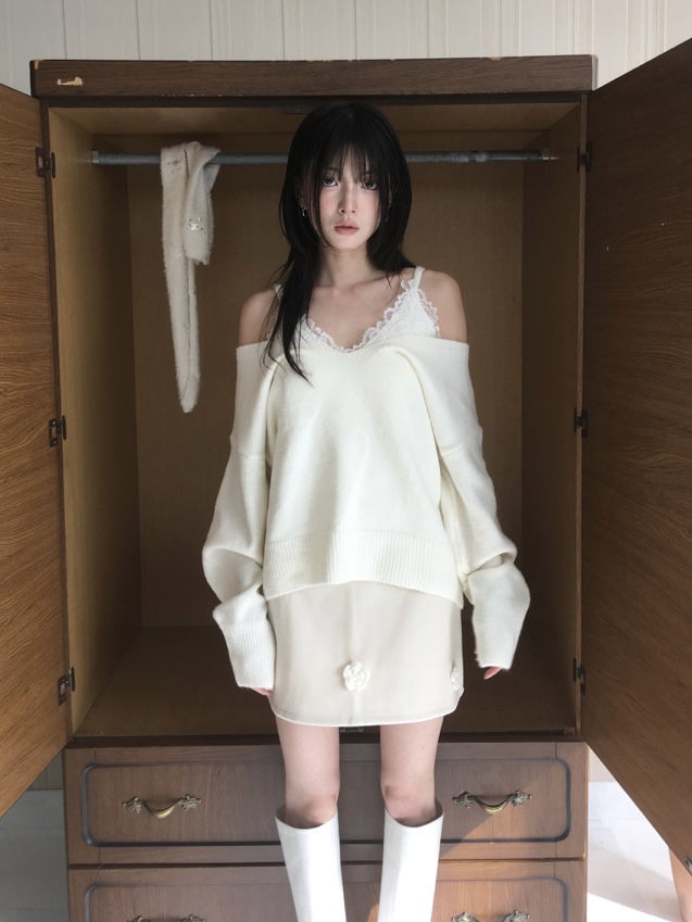PIN-UP東大門實拍女裝新品人氣熱賣時尚針織衫套裝蕾絲無袖PIN-UP針織衫