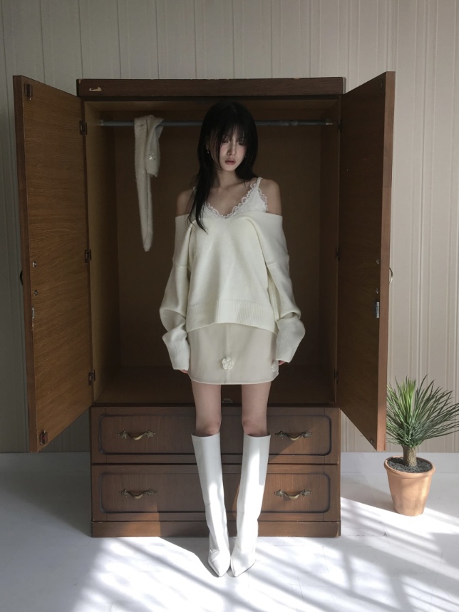 PIN-UP東大門實拍女裝新品人氣熱賣時尚針織衫套裝蕾絲無袖PIN-UP針織衫
