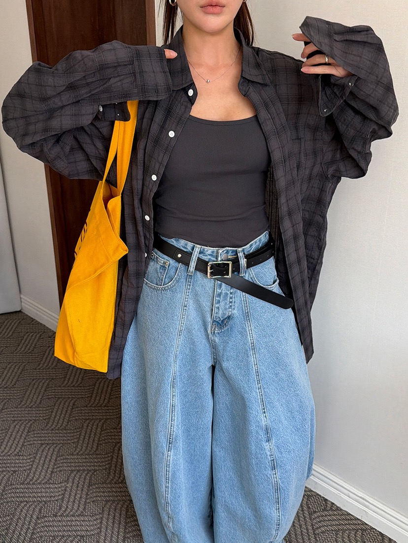 PAIRING東大門代購女士新款人氣熱賣休閑襯衫蕾絲衫格紋亞麻PAIRING襯衫/蕾絲衫