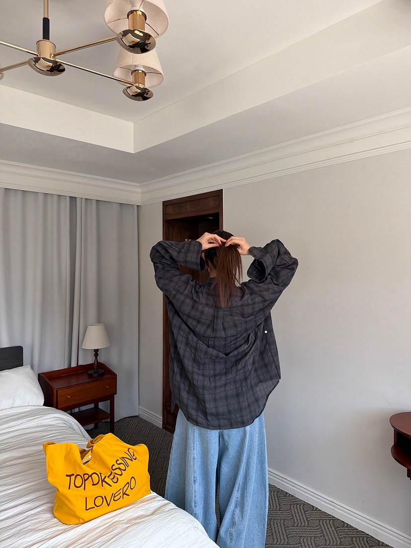 PAIRING東大門代購女士新款人氣熱賣休閑襯衫蕾絲衫格紋亞麻PAIRING襯衫/蕾絲衫