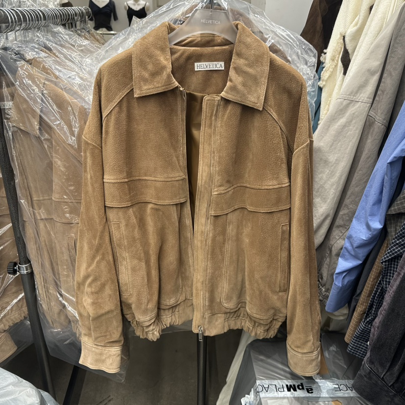 HELVETICA東大門實拍女裝新品推薦人氣熱賣時尚夾克絨面革HELVETICA夾克圖色2