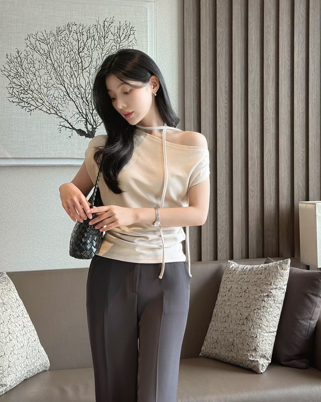 LOVE AND PEARLS東大門代購女裝新品人氣時尚熱賣T恤含繩LOVE AND PEARLST恤