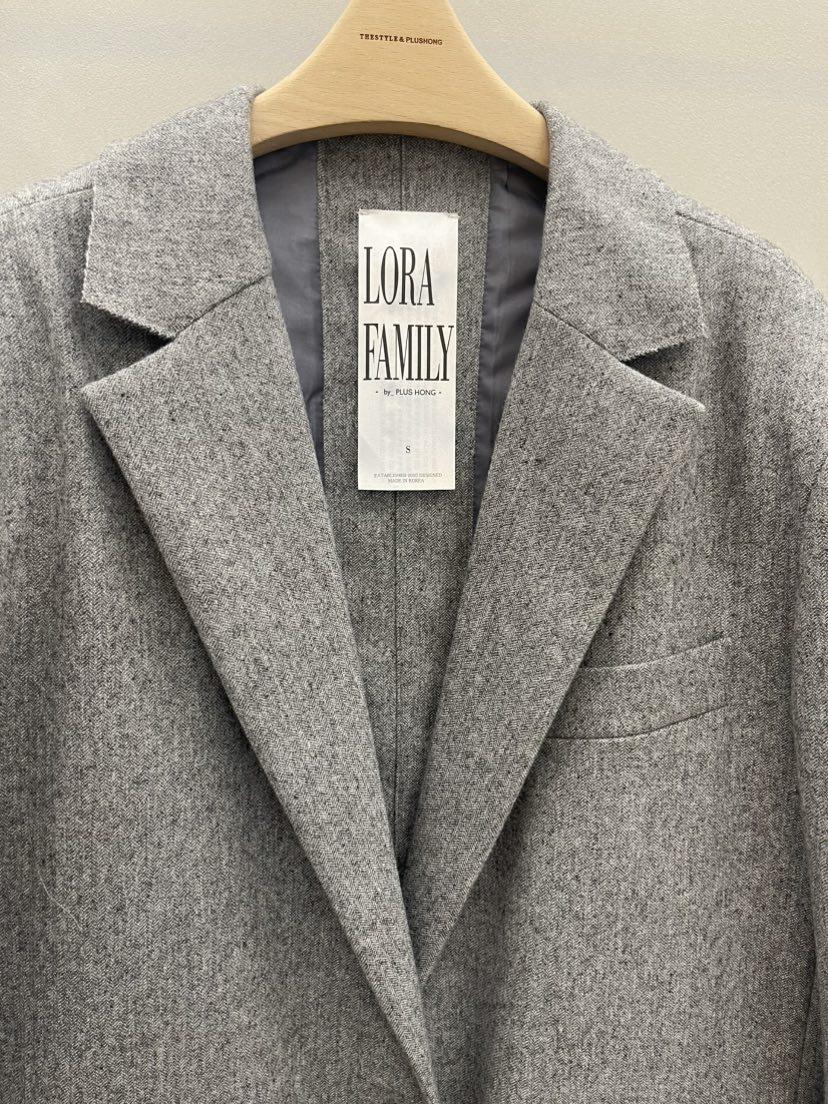 PLUS HONG-P東大門代購女裝新款真品西裝西服羊毛人字紋LORA FAMILY/PLUS HONG西裝/西服