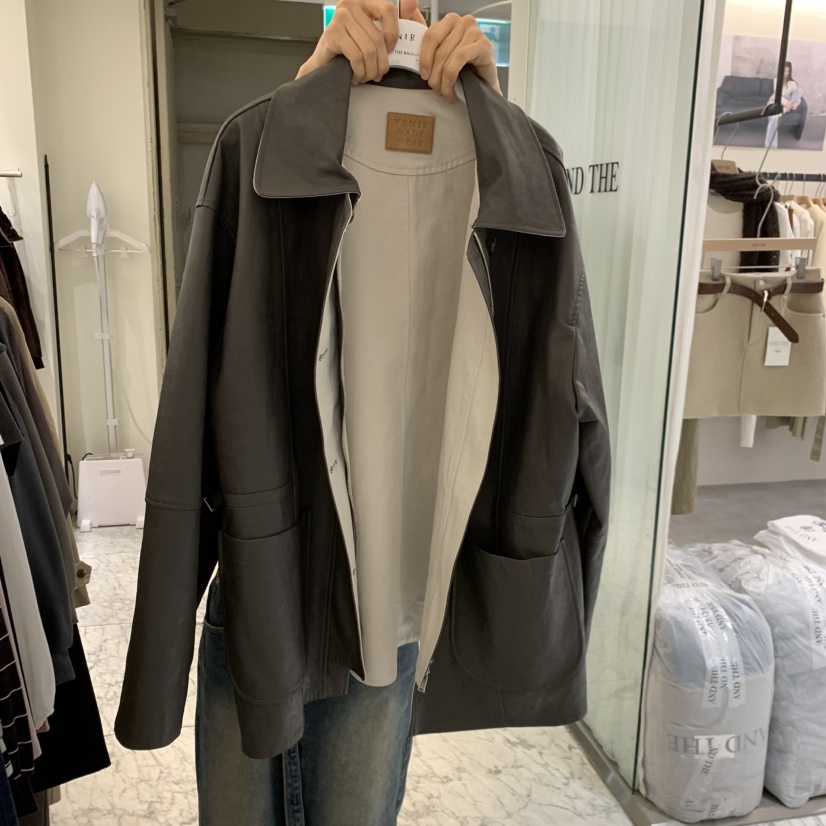 VENIR-A東大門實拍女裝新款熱賣休閑時尚人氣真品夾克皮革VENIR-A夾克圖色2棕色