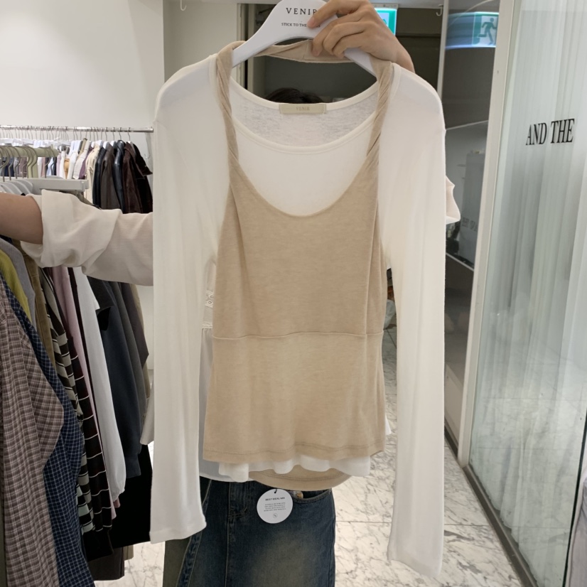 VENIR-A東大門直郵女裝新款時尚人氣推薦長袖T恤假兩件扭曲VENIR-A長袖T恤圖色1
