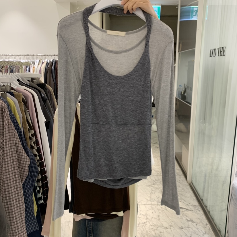 VENIR-A東大門直郵女裝新款時尚人氣推薦長袖T恤假兩件扭曲VENIR-A長袖T恤圖色3