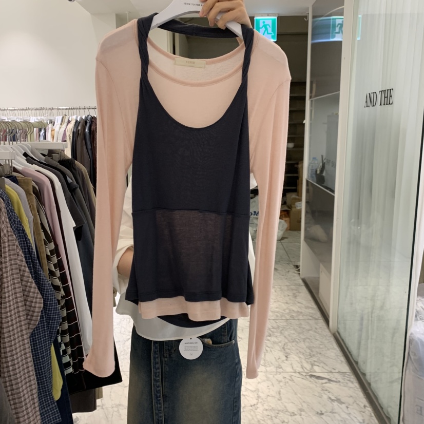 VENIR-A東大門直郵女裝新款時尚人氣推薦長袖T恤假兩件扭曲VENIR-A長袖T恤圖色5