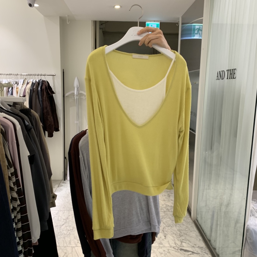 VENIR-A韓國直郵女士新品時尚熱賣推薦真品長袖T恤假兩件VENIR-A長袖T恤圖色1