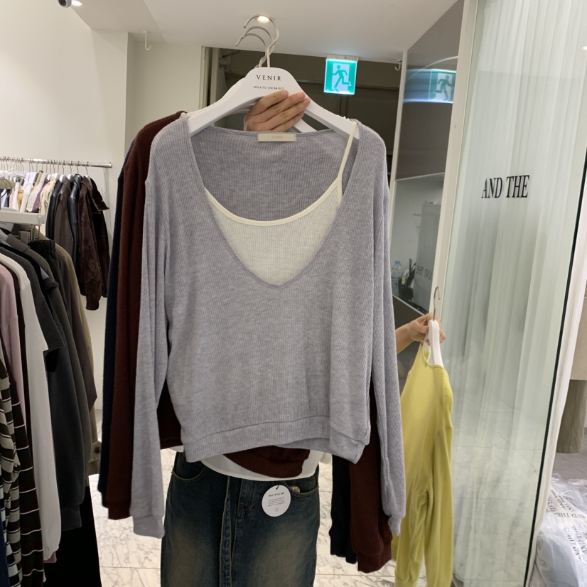 VENIR-A韓國直郵女士新品時尚熱賣推薦真品長袖T恤假兩件VENIR-A長袖T恤圖色3